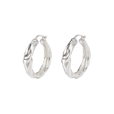 EWEST小众银耳环女耳饰素圈耳圈