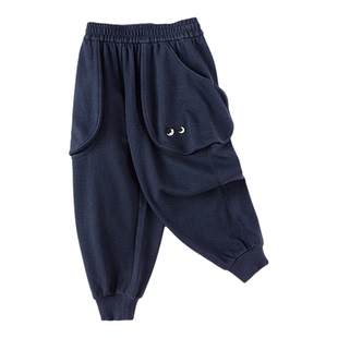 巴拉巴拉童装儿童长裤男童春秋基础束脚裤贴布章仔时尚百搭休闲裤