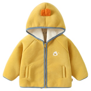 咔咔熊猫宝宝卡通加绒连帽衫秋冬男童女童加厚保暖冬季外套冬装潮