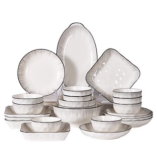 饭盘家用2025新款釉下彩简约陶瓷餐具深盘菜盘8英寸圆盘方盘双耳