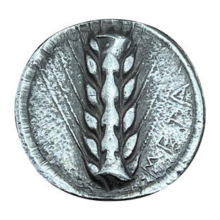 古希腊饰品意大利卢卡尼亚复刻银币麦穗纯银罗马古币吊坠硬币项链