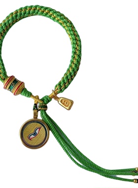 显白绿色系藏式手绳文殊一眼万年唐卡嘎乌盒女款手链轮回手串