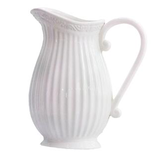 蓝玉法式奶壶花瓶高级感设计白色客厅插花鲜花水培家居摆件大口径