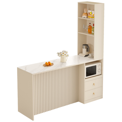 奶油风岩板吧台隔断柜