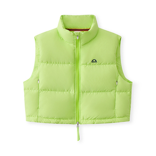 ellesse小贝壳25秋冬新品蓬松鸭绒轻盈保暖高领修身短羽绒马甲女