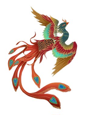 凤凰图龙凤呈祥自贴画玄关门窗镇宅招财保平安寿材贴花贴墙装饰画