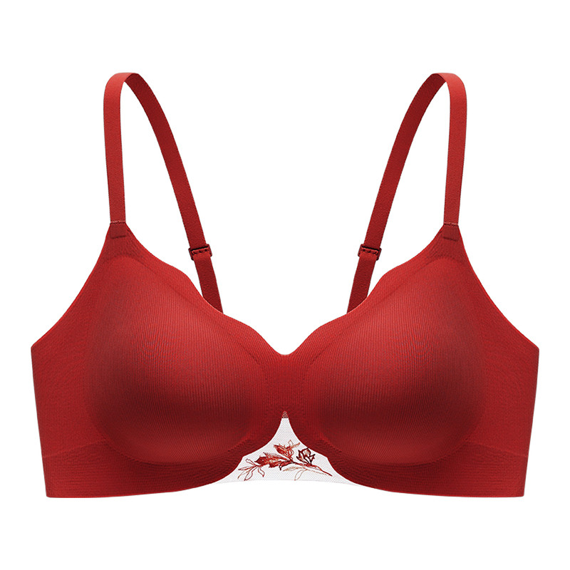 【中女时代】伊维斯红色内衣苏州园中国风结婚文胸套装无痕内衣