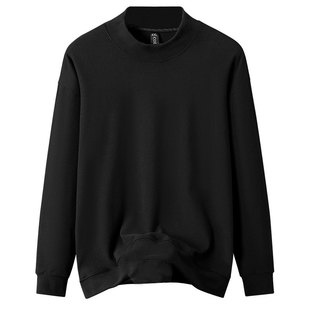 12XL380斤双面德绒加肥加大长袖t恤打底衫宽松纯色半高领冬季秋衣