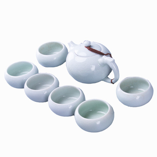 汝窑茶具套装冰裂餐具喝茶家用现代简约6只装汝瓷瓷器正品