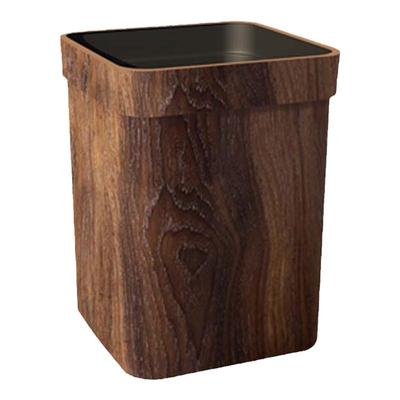 细水复古木纹垃圾桶家用