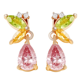 宫里上新碧玺耳钉女款天然纯银耳环彩色多巴胺高级感耳饰生日礼物