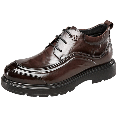 意尔康高帮皮鞋男款冬季加绒