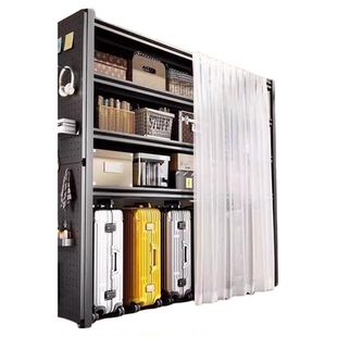 德国置物架家用货架带防尘帘行李箱落地客厅收纳架下空储物铁架子