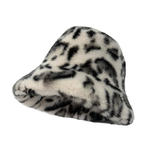 豹纹毛绒渔夫帽子女秋冬季2025新款仿水貂保暖时尚百搭毛毛水桶帽