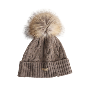 盈妹精灵绒球丨可拆卸貉子毛球100%羊绒毛线针织帽帽子女冬防寒男
