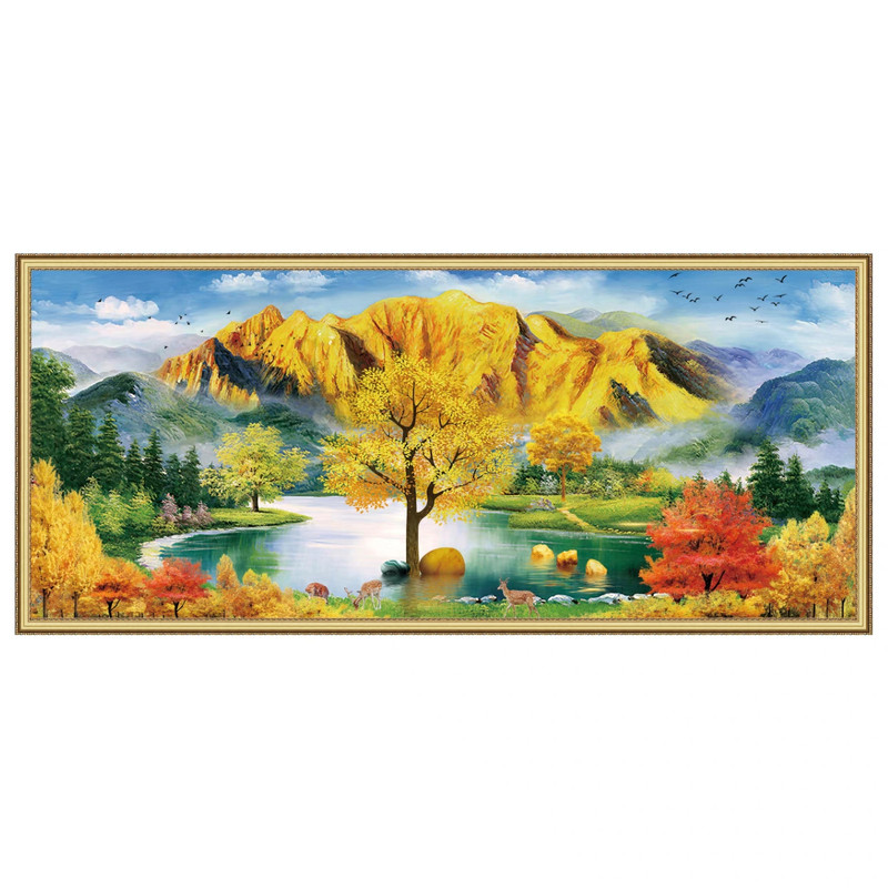背靠金山墙面壁画床头卧室现代客厅房间酒店背景墙装饰画宾馆静心