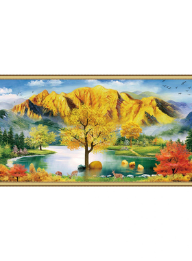 背靠金山墙面壁画床头卧室现代客厅房间酒店背景墙装饰画宾馆静心