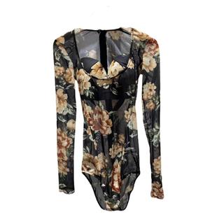 SOSO古典舞长裙多情种纱裙复古色网纱抹胸透舞蹈连体衣富贵色上衣