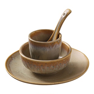 陶瓷酒店摆台三件套山野风一人食碗碟套装餐厅火锅饭店碗盘碟组合