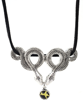 蛇项链双龙戏珠锁骨链叠戴毛衣链