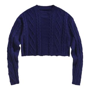 你比星光美丽纪星谭松韵同款纯色毛衣日系复古麻花套头针织衫女