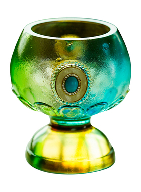 琉璃青荷莲韵杯家用客厅桌面摆件