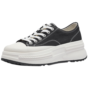 热风厚底帆布鞋女2026年春季新款增高休闲鞋黑色女鞋子H14W26127