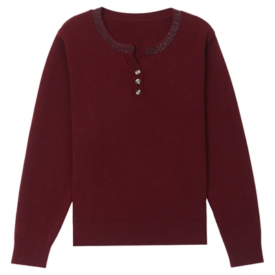 恒源祥女春季圆领羊毛打底衫