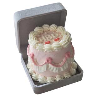 网红同款七夕求婚表白迷你戒指盒蛋糕首饰盒复古蛋糕摆件装饰盒
