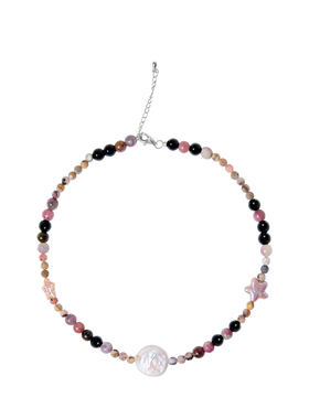 RiverineAdara「虹蜕星巢」彩碧玺天然石水晶巴洛克珍珠颈链项链