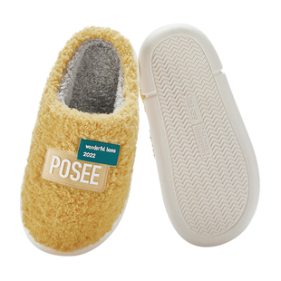 朴西新款秋冬季女居家用室内保暖厚底毛绒情侣防滑软底加绒棉拖鞋