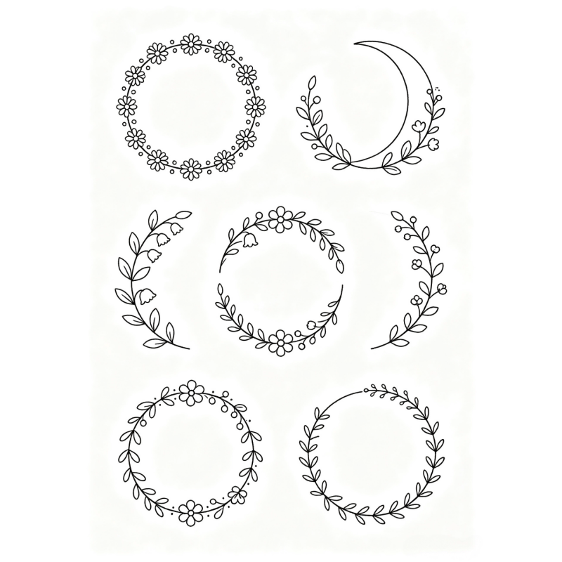 花草花环月亮刺绣水溶布A4可批发