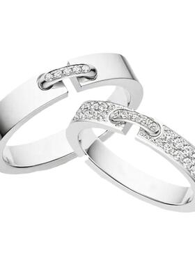 贝特尔 情侣戒指订做925纯银镀18K白金对戒小众时尚光金男戒婚戒