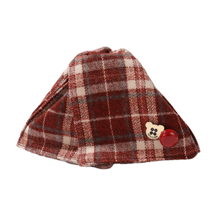 DODOGOGO小熊纽扣格纹抓夹女2026新款红色新年发抓高端贝壳夹发饰