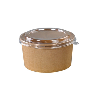 一次性牛皮纸打包盒圆形水果盒沙拉碗野餐可微波外卖加厚牛皮纸碗