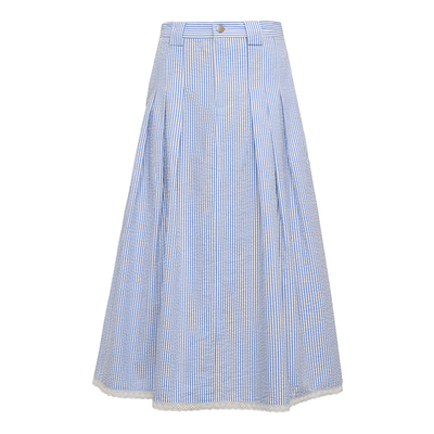 PB肌理感条纹刺绣百褶半裙