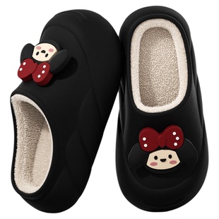 防水棉拖鞋女士冬季包跟可爱外穿2025新款防滑厚底加绒保暖棉鞋女