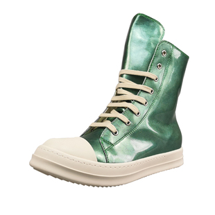 ro高帮鞋男增高厚底鞋四季休闲五芒星粗宽鞋带板鞋女帆布短靴子潮