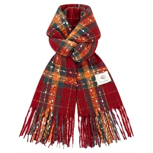 圣诞红色围巾女款2025新款冬女生高级感初中生学院风格子女士围脖