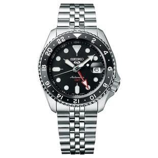 【自营】SEIKO精工手表男 5号GMT两地时机械防水钢带男表SSK001K1