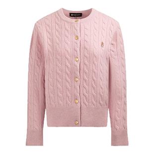 【明星同款】暇步士女装2025冬新款经典绞花羊毛针织开衫外穿上衣