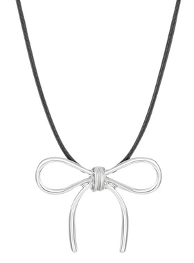 简约蝴蝶结项链女小众叠戴锁骨链