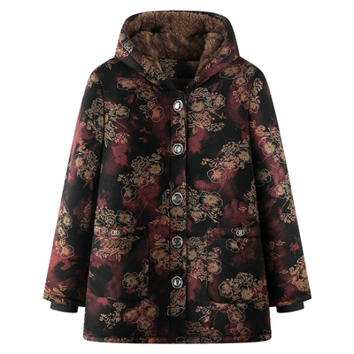 中老年人棉衣女奶奶冬装外套老人连帽加厚棉服妈妈棉袄老太太衣服