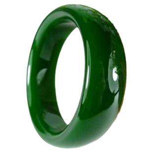 新疆和田玉碧玉手镯菠菜绿A货玉镯子昆仑玉15MM宽 和田玉手镯蜀黍