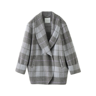 【到手799元】复古格子羊毛双面毛呢大衣呢子西装短款外套小个子