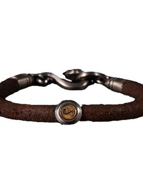 wuyin无垠真皮925银18K金手链