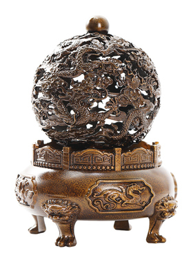 办公室客厅玄关鼎炉铜分离式设计