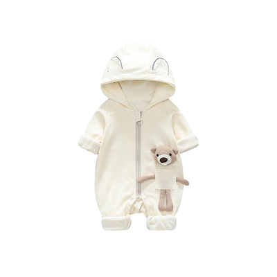 超萌婴儿薄绒连体衣连帽外出服