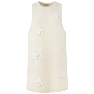 【黄圣依同款】DIANAVEVINA 秋冬新款立体花朵钉珠毛衣背心连衣裙