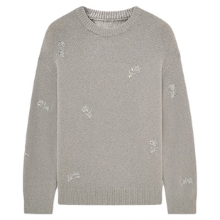 【商场同款】HPLY荷比俪25冬季新款绵羊毛刺绣圆领松弛感毛衫